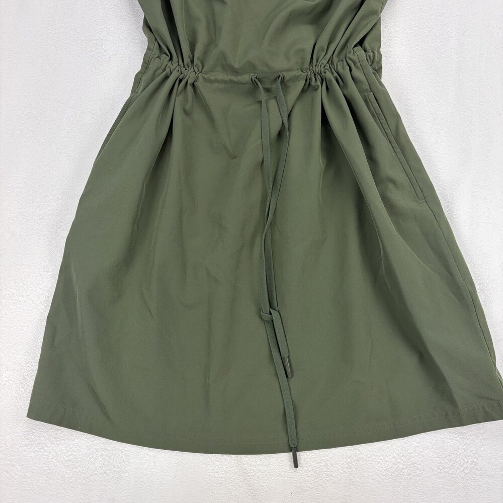 Mondetta Olive Green Drawstring Waist Short Sleeve Dress M - Picture 7 of 10